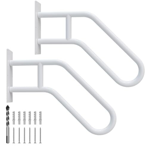 Handläufe für Außentreppen Wandhalterung, Treppengeländer für 1-3 Stufen, U-förmiger Treppenhandlauf für Garage, Veranda, Hof und Garten - Weiß, 2 Stück Handläufe für Außentreppen Wandhalterung, Treppengeländer für 1-3 Stufen, U-förmiger Treppenhandlauf für Garage, Veranda, Hof und Garten - Weiß, 2 Stück von MissYolo