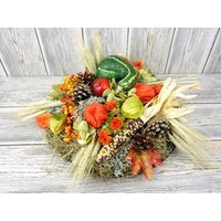 Blumen Arrangement Herbst Blumengestecke Herbstlich Tischdeko Rustikal Herbstkranz Herbstgestecke Herbstkränze Herbstarrangement von Missbellflowerblume
