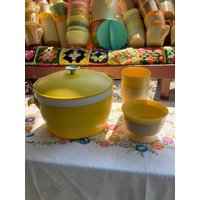 Eiskübel Sunfrost Therm-O-Ware Plastikgeschirr Picknickgeschirr Sommerzeit Grill Grillen Gelb Servierstück von MissingHeirloom