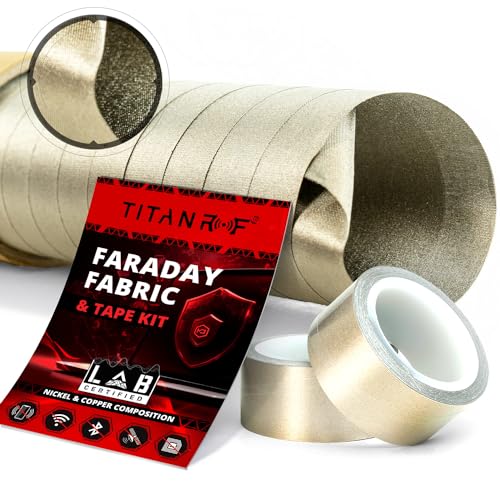 TitanRF Faraday Fabric - Pro Construction Kit - Military Grade Fabric Blocks RF Signals (WiFi, Cell, Bluetooth, etc.) - Dims: 44in W x 18ft L (1.1m x 5.5m) + Free 20ft L Conductive Tape von Mission Darkness