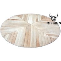 Runder Patchwork-Teppich Aus Rindsleder Mit Streifen. Toll von MissionArgentina