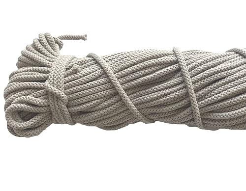 Mississhop 100 m Baumwollkordel Seile Kordel aus Baumwolle mit Polyacryl Kern Graubeige Ø 5 mm von Mississhop