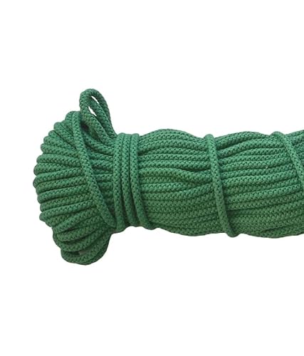 Mississhop 100 m Baumwollkordel Seile Kordel aus Baumwolle mit Polyacryl Kern Grün Ø 5 mm von Mississhop