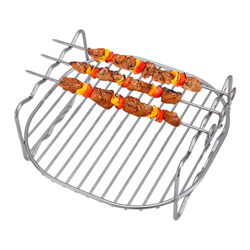 Heißluftfritteuse Gestell Mit Spießen Edelstahl Air Fryer Rack Gitter Für Heißluftfritteuse Grillrost Luftfritteusenständer Mit 3 Spießen Mehrzweck Heißluftfritteusen Gestell Mit Spießen von Missmisq