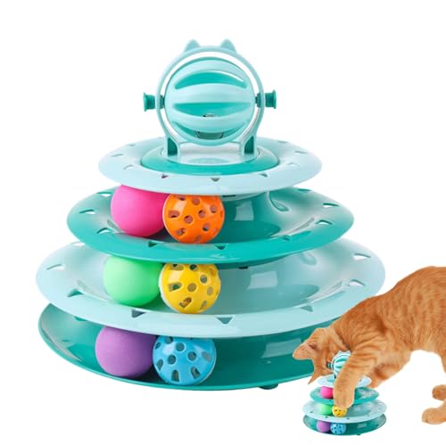 Interaktives Katzen Spielzeug 4 Schicht Türme Rollenbahnen Katzenspielzeug Katzen Spielturm Spielzeug Kugelbahn kreisele Mit Bällen 4 Etagen Kugelturm Spiel Schienen Spielzeug von Missmisq