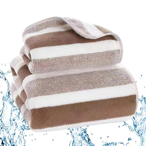 Missmisq Badezimmerhandtücher 2er-Set,Badetuch 2er-Set, Duschtücher, gestreiftes Handtuch, sehr saugfähig, Gesichtswaschhandtuch, weiches Badehandtuch-Set, Badezimmerzubehör für Badezimmer, Pool, von Missmisq