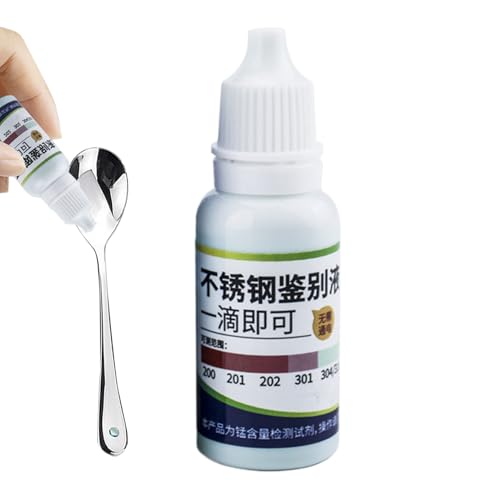 Missmisq Edelstahl-Testflüssigkeit - 15ml Besteck Prüfflüssigkeit | Nachweisreagenz für Industrieausrüstung und Geschirrprüfung Missmisq Edelstahl-Testflüssigkeit - 15ml Besteck Prüfflüssigkeit | Nachweisreagenz für Industrieausrüstung und Geschirrprüfung von Missmisq