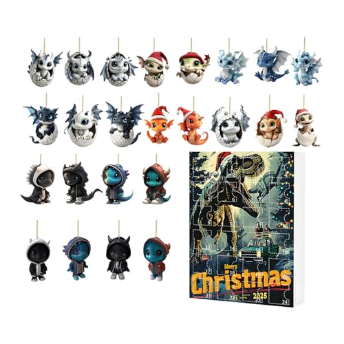 Missmisq Weihnachtsdrache Countdown | Acrylic Flacher Adventskalender | 24 Tage Acryl Figuren Schmuck für Urlaub Wand Baum Klassenzimmer Mädchen Frauen Teenager Männer Büros Familie von Missmisq