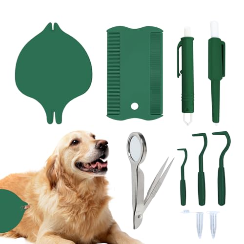 Missmisq Zeckenentferner für Hunde | Flohzange Set für Haustiere - Tragbares Floh Und Zecken Werkzeug Set Für Haushalt, Reise Und Mehrere Haustiere von Missmisq