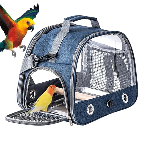Rucksack Für Vögel Mit Holzstab Transportbehälter Für Vögel Vogeltrage Mit Edelstahl Tablett Für Autoreisen Haustier Tragetasche Reisekäfig Mit Ständer Atmungsaktive Reisekäfig Für papageie, Sittiche von Missmisq