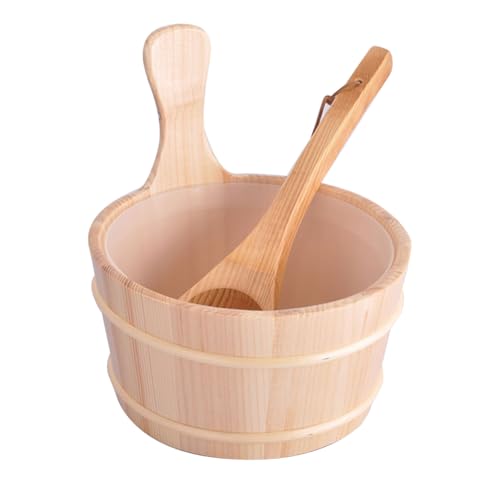 Sauna Eimer Mit Kelle 4L Saunakübel Mit Griff Und Löffel Aufgusseimer Mit Holzgriff Saunaeimer Handgemachtes Fass Holze Badzubehör Hitzebeständiger Saunakübel Für Sauna & SPA von Missmisq