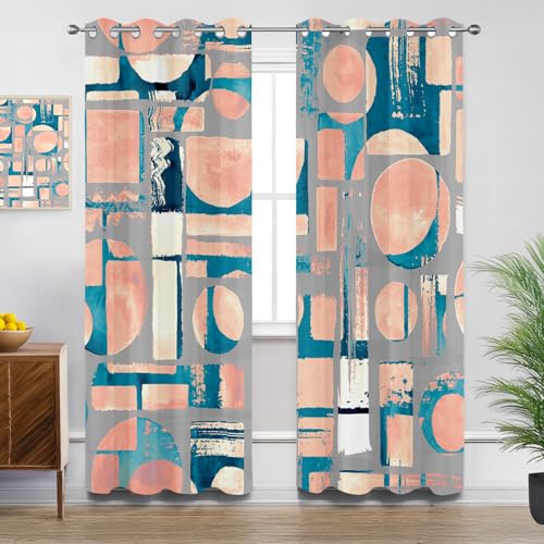 Generisch Vorhänge Mit Ösen Blickdichte Abstrakt - Verdunklungsvorhänge Rosa Türkis Retro Vorhänge Schlafzimmer Kinderzimmer Fenstervorhang - 2er Set - H200 x B140cm Generisch Vorhänge Mit Ösen Blickdichte Abstrakt - Verdunklungsvorhänge Rosa Türkis Retro Vorhänge Schlafzimmer Kinderzimmer Fenstervorhang - 2er Set - H200 x B140cm von Mistela