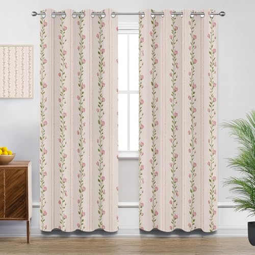 Mistela Vorhänge Blickdicht Rosa Blume - Gardinen Mit Ösen Blume Mädchen Kokett Verdunkelung Svorhang für Schlafzimmer Wohnzimmer Gardinen Küche - 2er Set - H245 x B140cm, Rosa Grün Mistela Vorhänge Blickdicht Rosa Blume - Gardinen Mit Ösen Blume Mädchen Kokett Verdunkelung Svorhang für Schlafzimmer Wohnzimmer Gardinen Küche - 2er Set - H245 x B140cm, Rosa Grün von Mistela