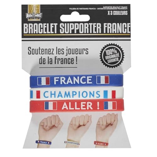 MISTER GADGET, MG3466, Verwandeln Sie Sich in einen französischen Unterstützer mit diesem Set von 3 Armbändern in Blau, Weiß, Rot bei sportlichen Events wie der Fußball Weltmeisterschaft ! von Mister Gadget