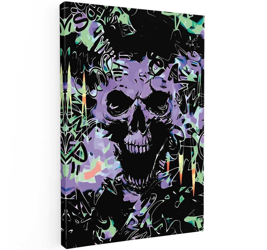 Mister-Kreativ Wandbild Black Purple Skull - Premium Wandbild, Viele Größen + Materialien, Poster + Leinwand + Acrylglas von Mister-Kreativ