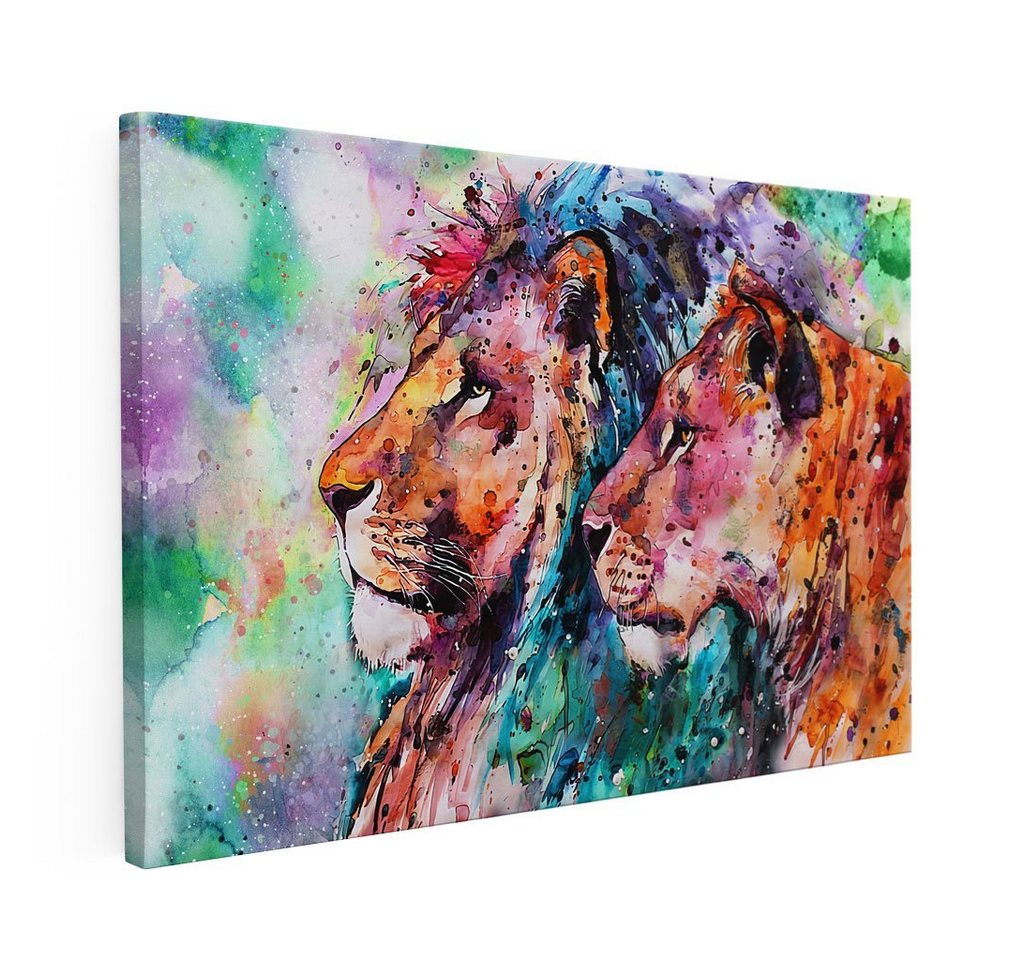 Mister-Kreativ Wandbild Colour Lion Couple - Premium Wandbild, Viele Größen + Materialien, Poster + Leinwand + Acrylglas von Mister-Kreativ