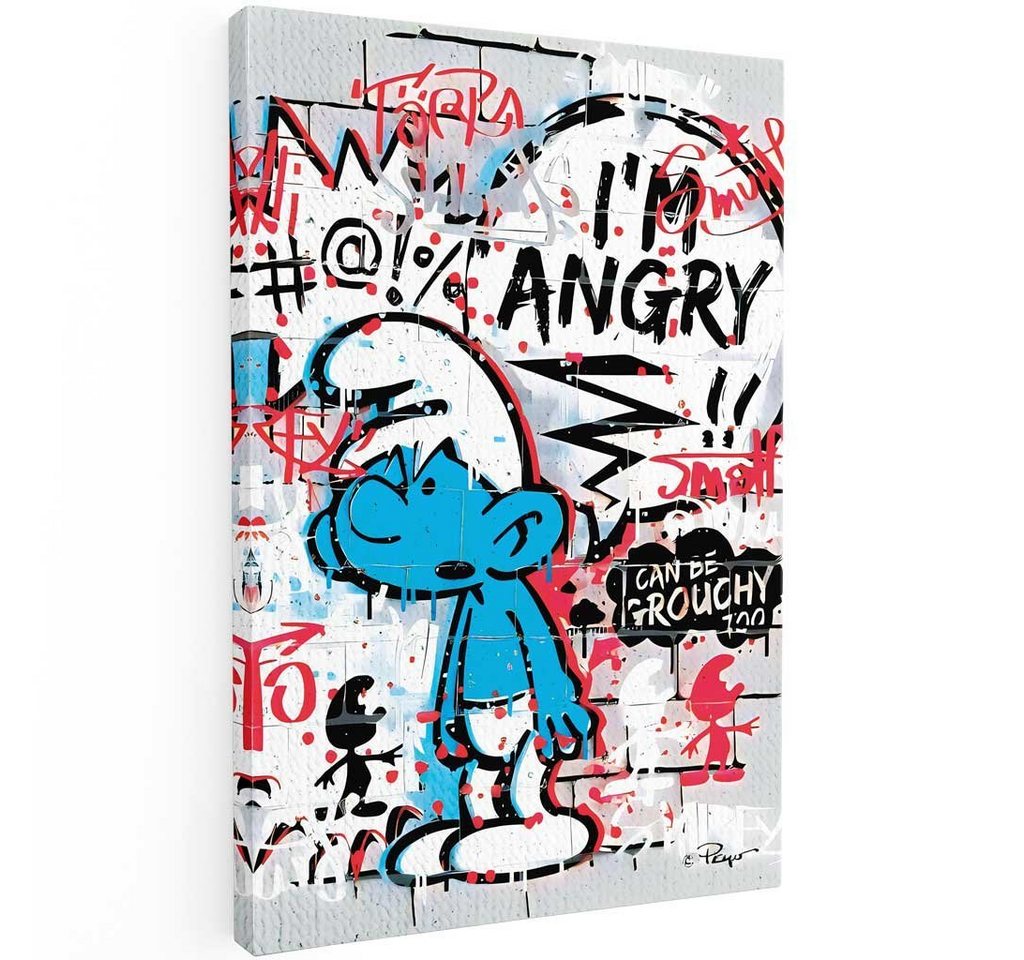 Mister-Kreativ XXL-Wandbild Angry Smurf Premium Wandbild, Verschiedene Größen und Materialien, Poster + Leinwandbild + Acrylglas von Mister-Kreativ