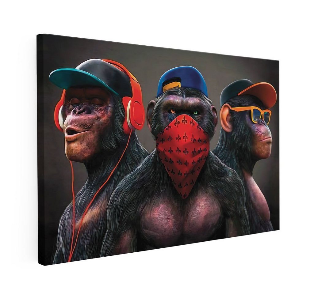 Mister-Kreativ XXL-Wandbild Cool Ape Trio - Premium Wandbild, Viele Größen + Materialien, Poster + Leinwand + Acrylglas von Mister-Kreativ