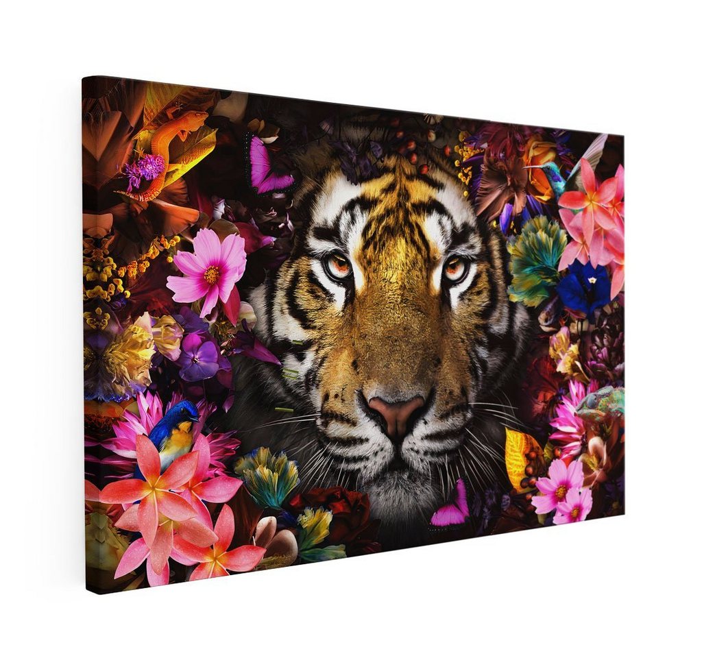 Mister-Kreativ XXL-Wandbild Flowered Tiger - Premium Wandbild, Viele Größen + Materialien, Poster + Leinwand + Acrylglas von Mister-Kreativ