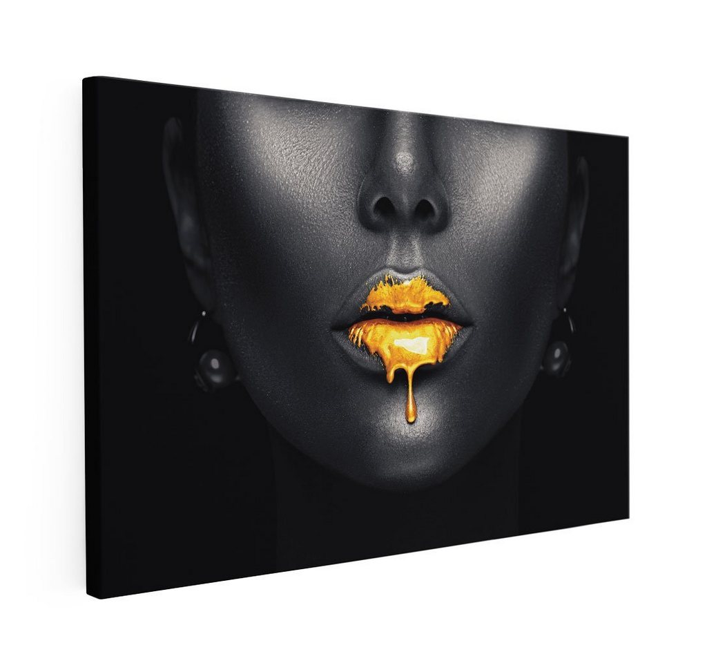 Mister-Kreativ XXL-Wandbild Golden Lip Drops - Premium Wandbild, Viele Größen + Materialien, Poster + Leinwand + Acrylglas von Mister-Kreativ