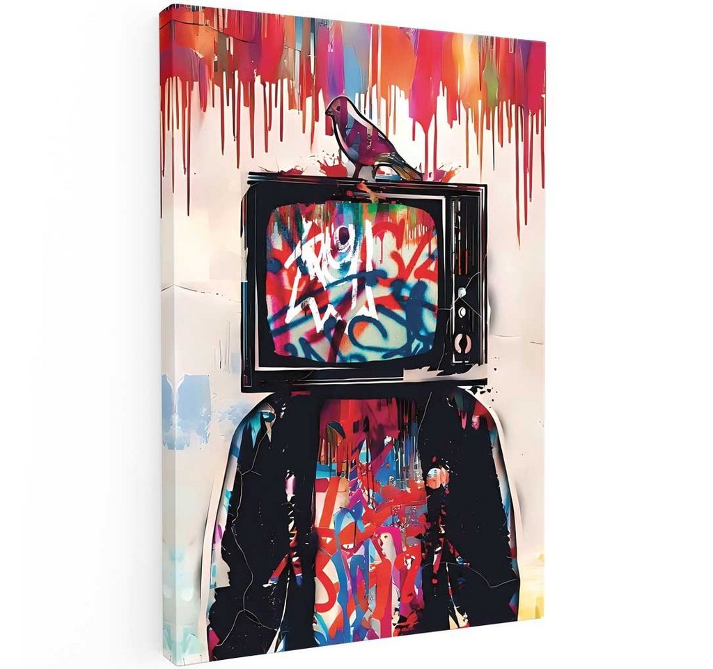 Mister-Kreativ XXL-Wandbild Graffiti Television Head - Premium Wandbild, Viele Größen + Materialien, Poster + Leinwand + Acrylglas von Mister-Kreativ