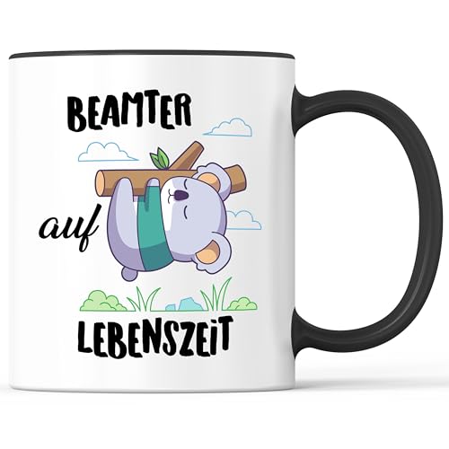 Kaffeebecher mit Spruch Beamter auf Lebenszeit Verbeamtung Referendariat - lustiges Geschenk - Kaffeetasse als Geschenkidee - Becher bzw. Tasse 330ml - Weiß-Schwarz Kaffeebecher mit Spruch Beamter auf Lebenszeit Verbeamtung Referendariat - lustiges Geschenk - Kaffeetasse als Geschenkidee - Becher bzw. Tasse 330ml - Weiß-Schwarz von Mister Merchandise