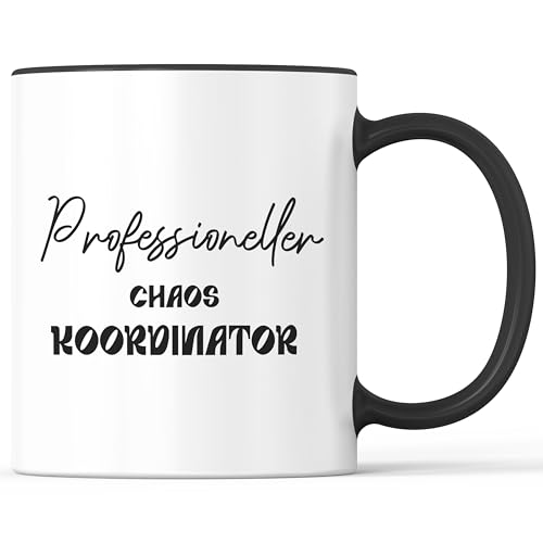 Kaffeebecher mit Spruch Professioneller Chaos Koordinator Chef Aufsicht Erzieher - lustiges Geschenk - Kaffeetasse als Geschenkidee - Becher bzw. Tasse 330ml - Weiß-Schwarz Kaffeebecher mit Spruch Professioneller Chaos Koordinator Chef Aufsicht Erzieher - lustiges Geschenk - Kaffeetasse als Geschenkidee - Becher bzw. Tasse 330ml - Weiß-Schwarz von Mister Merchandise