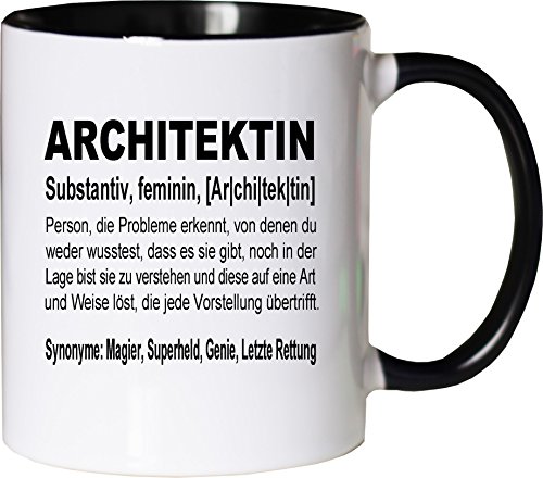 Mister Merchandise Becher Tasse Architektin Definition Kaffee Kaffeetasse liebevoll Bedruckt Geschenk Gag Job Beruf Arbeit Witzig Spruch Weiß-Schwarz von Mister Merchandise