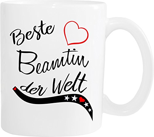 Mister Merchandise Becher Tasse Beste Beamtin der Welt. Kaffee Kaffeetasse liebevoll Bedruckt Beruf Job Arbeit Weiß von Mister Merchandise