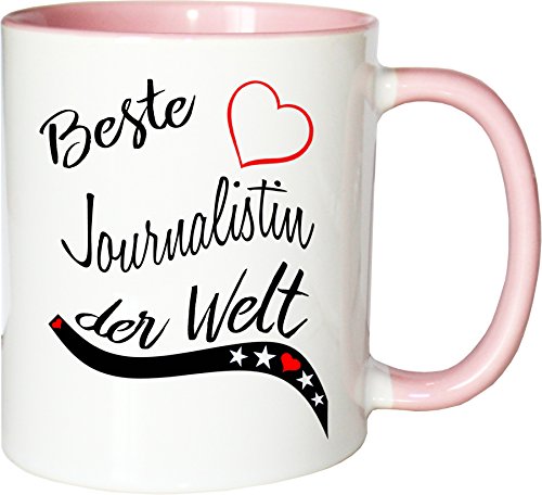 Mister Merchandise Becher Tasse Beste Journalistin der Welt. Kaffee Kaffeetasse liebevoll Bedruckt Beruf Job Arbeit Weiß-Rosa Mister Merchandise Becher Tasse Beste Journalistin der Welt. Kaffee Kaffeetasse liebevoll Bedruckt Beruf Job Arbeit Weiß-Rosa von Mister Merchandise