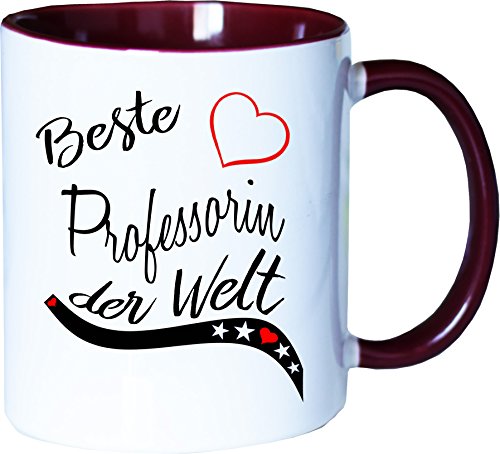 Mister Merchandise Becher Tasse Beste Professorin der Welt. Kaffee Kaffeetasse liebevoll Bedruckt Beruf Job Arbeit Weiß-Bordeaux von Mister Merchandise