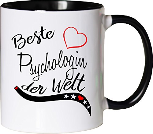 Mister Merchandise Becher Tasse Beste Psychologin der Welt. Kaffee Kaffeetasse liebevoll Bedruckt Beruf Job Arbeit Weiß-Schwarz von Mister Merchandise