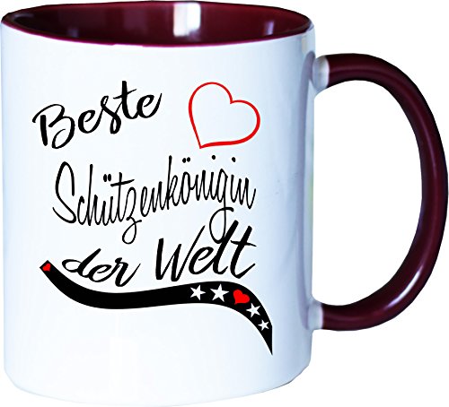 Mister Merchandise Becher Tasse Beste Schützenkönigin der Welt. Kaffee Kaffeetasse liebevoll Bedruckt Beruf Job Arbeit Weiß-Bordeaux von Mister Merchandise