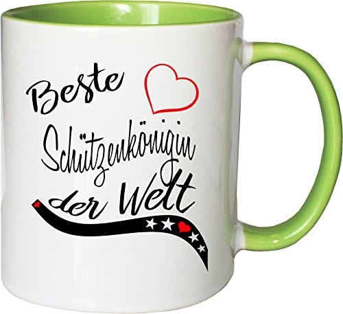 Mister Merchandise Becher Tasse Beste Schützenkönigin der Welt. Kaffee Kaffeetasse liebevoll Bedruckt Beruf Job Arbeit Weiß-Grün von Mister Merchandise