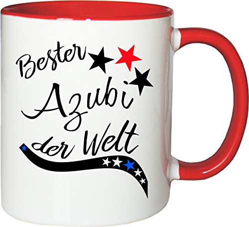 Mister Merchandise Becher Tasse Bester Azubi der Welt. Kaffee Kaffeetasse liebevoll Bedruckt Beruf Job Arbeit Weiß-Rot von Mister Merchandise