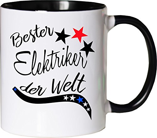 Mister Merchandise Becher Tasse Bester Elektriker der Welt. Kaffee Kaffeetasse liebevoll Bedruckt Beruf Job Arbeit Weiß-Schwarz von Mister Merchandise