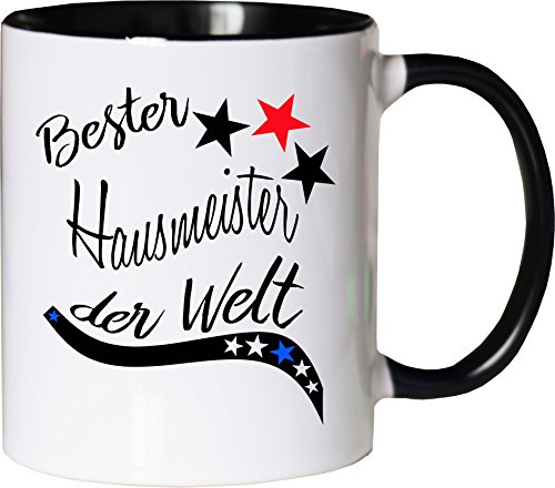 Mister Merchandise Becher Tasse Bester Hausmeister der Welt. Kaffee Kaffeetasse liebevoll Bedruckt Beruf Job Arbeit Weiß-Schwarz von Mister Merchandise