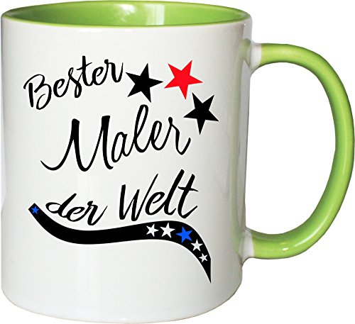 Mister Merchandise Becher Tasse Bester Maler der Welt. Kaffee Kaffeetasse liebevoll Bedruckt Beruf Job Arbeit Weiß-Grün von Mister Merchandise