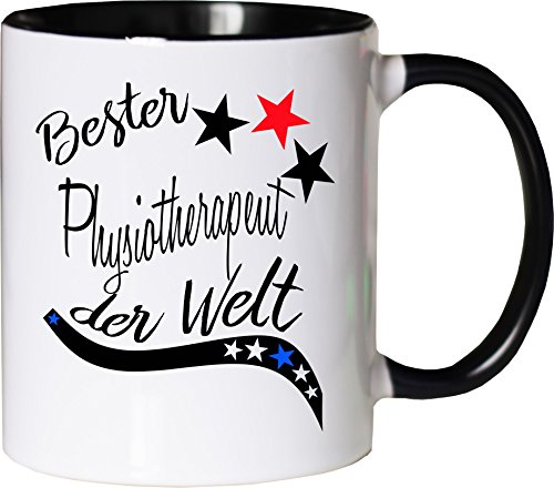 Mister Merchandise Becher Tasse Bester Physiotherapeut der Welt. Kaffee Kaffeetasse liebevoll Bedruckt Beruf Job Arbeit Weiß-Schwarz von Mister Merchandise