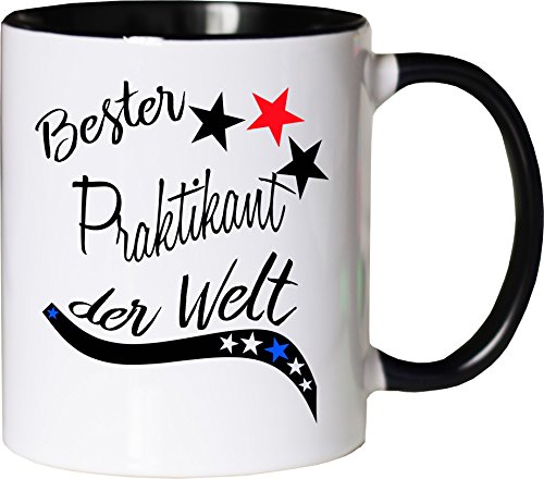 Mister Merchandise Becher Tasse Bester Praktikant der Welt. Kaffee Kaffeetasse liebevoll Bedruckt Beruf Job Arbeit Weiß-Schwarz von Mister Merchandise