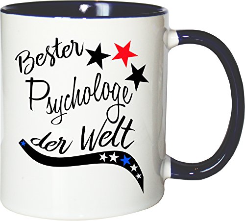 Mister Merchandise Becher Tasse Bester Psychologe der Welt. Kaffee Kaffeetasse liebevoll Bedruckt Beruf Job Arbeit Weiß-Blau von Mister Merchandise