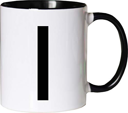 Mister Merchandise Becher Tasse Buchstabe I Kaffee Kaffeetasse liebevoll Bedruckt Anfangsbuchstabe Initial Initialien Weiß-Schwarz von Mister Merchandise