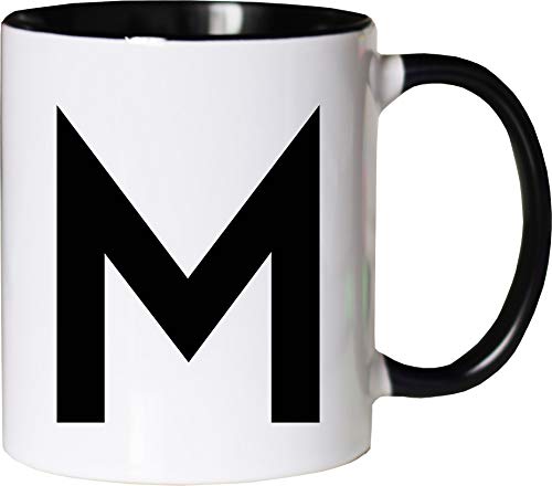 Mister Merchandise Becher Tasse Buchstabe M Kaffee Kaffeetasse liebevoll Bedruckt Anfangsbuchstabe Initial Initialien Weiß-Schwarz von Mister Merchandise