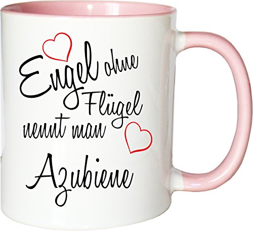 Mister Merchandise Becher Tasse Engel ohne Flügel nennt Man Azubiene Kaffee Kaffeetasse liebevoll Bedruckt Beruf Job Geschenk Weiß-Rosa von Mister Merchandise