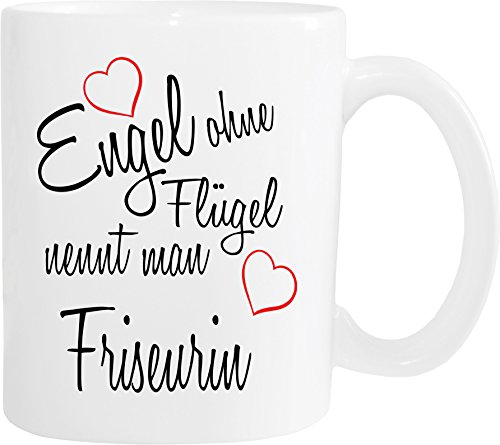 Mister Merchandise Becher Tasse Engel ohne Flügel nennt Man Friseurin Kaffee Kaffeetasse liebevoll Bedruckt Beruf Job Geschenk Weiß von Mister Merchandise