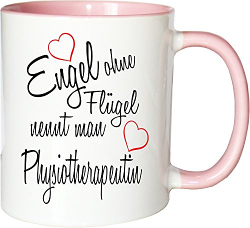 Mister Merchandise Becher Tasse Engel ohne Flügel nennt Man Physiotherapeutin Kaffee Kaffeetasse liebevoll Bedruckt Beruf Job Geschenk Weiß-Rosa von Mister Merchandise