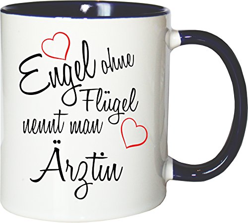 Mister Merchandise Becher Tasse Engel ohne Flügel nennt Man Ärztin Kaffee Kaffeetasse liebevoll Bedruckt Beruf Job Geschenk Weiß-Blau von Mister Merchandise