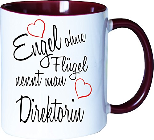 Mister Merchandise Becher Tasse Engel ohne Flügel nennt Man Direktorin Kaffee Kaffeetasse liebevoll Bedruckt Beruf Job Geschenk Weiß-Bordeaux von Mister Merchandise