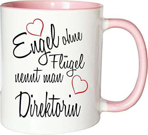 Mister Merchandise Becher Tasse Engel ohne Flügel nennt Man Direktorin Kaffee Kaffeetasse liebevoll Bedruckt Beruf Job Geschenk Weiß-Rosa von Mister Merchandise