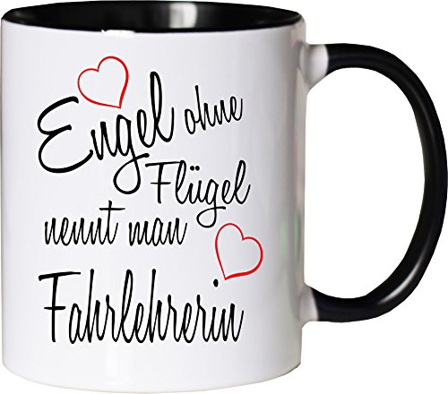 Mister Merchandise Becher Tasse Engel ohne Flügel nennt Man Fahrlehrerin Kaffee Kaffeetasse liebevoll Bedruckt Beruf Job Geschenk Weiß-Schwarz von Mister Merchandise